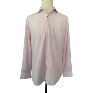 Tom Baine Performance Stretch Shirt Mens L Slim Fit‎ Pink Wrinkle Free
